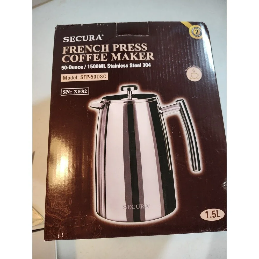 French Press Coffee Maker 50 Oz 304 Stainless Steel Insulated Coffee Press 962